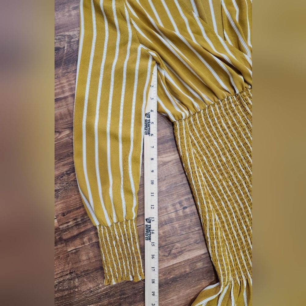 Forever 21 Mustard and White Striped Long Sleeve Dress - Picture 8 of 11